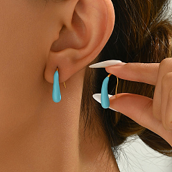 Синий Винтажный минималистичный 201 серьги-капли из нержавеющей стали, разные цвета, универсальная одежда, золотые, синие, 22x5 мм