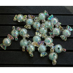 Light Blue Acrylic Beads, Bead in Bead, AB Color, Candy, Light Blue, 12x22x12mm, Hole: 3mm, about 375pcs/500g