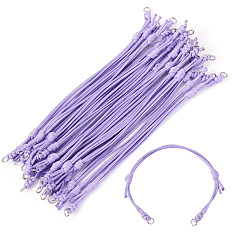 Lilac 20Pcs Adjustable Korean Waxed Polyester Cord Bracelet Making, 304 Stainless Steel Jump Rings, Stainless Steel Color, Lilac, 9-1/4 inch(23.5cm)