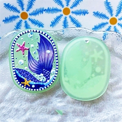 Розовато-лиловый Овальные акриловые подвески, рыба, розовато-лиловый, 39x30 мм