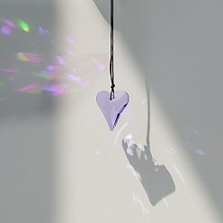 Лиловый Стеклянное сердце ловец солнца подвесные украшения, создатель радуги, для садовой наружной отделки, сирень, 600 мм