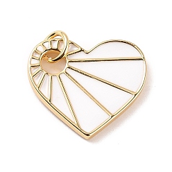 Белый Подвески из латуни с эмалью в стойку, с целью перехода в кольце, долговечный, реальный 18 k позолоченный, сердце, белые, 17x16x2 мм, Перейти кольцо: 5x0.9 мм, 3 мм внутренним диаметром