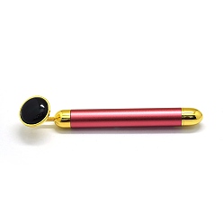 Black Agate Natural Black Agate Electric Massage Sticks, Massage Wand (No Battery), Fit for AA Battery, with Zinc Alloy Finding, Massage Tools, with Box, Dyed, 155x16mm