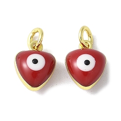 (123L) Белый крем непрозрачный блеск Латунь эмаль прелести, с целью перехода в кольце, без свинца и без кадмия, реальный 18 k позолоченный, сердце с оберегом от сглаза, огнеупорный кирпич, 9x7x4.5 мм, отверстие : 2.2 мм