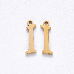 Letter I PVD-Vakuumbeschichtung 201 Anhänger aus Edelstahl, Laserschnitt, echt 18 k vergoldet, letter.i, 12.5x4x1 mm, Bohrung: 1 mm