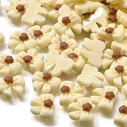 Лимонный шифон Кабошоны из светящейся непрозрачной смолы, бантом, светится в темноте, лимонный шифон, 8x10x3.5 мм