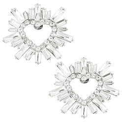 Кристалл Украшение для обуви из хрусталя и горного хрусталя из сплава, съемные пряжки для обуви, с железной фурнитурой, сердце, кристалл, 55x62x10 мм, 1 пара/коробка