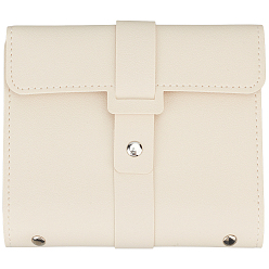 Бежевый 1шт. прямоугольные рулоны для сережек из искусственной кожи., с 1шт. подарочными мешочками из органзы, бежевые, рулон ювелирных изделий: 14.5x16.3x1.5см