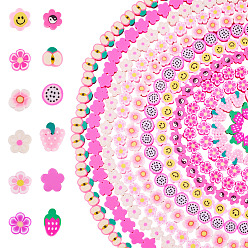 Pink 10 нити 10 стили нити из полимерной глины ручной работы, разнообразные, розовые, 6~13x6~11x4~5 мм, отверстие : 1.2~1.8 мм, 1 прядь / стиль