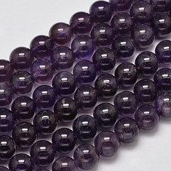 Аметист Природный аметист круглые пряди из бисера, 10 мм, отверстие : 1 мм, около 39 шт / нитка, 15.1 дюйм