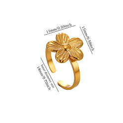 Blume 304 Edelstahlmanschetten mit offenen Ringen, golden, Blume, 18 mm
