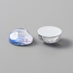 Королевский синий Кабошоны из полупрозрачной смолы, водная рябь полукруглая, королевский синий, 16x7.7 мм