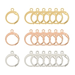 Mixed Color 30Pcs 3 Style Ion Plating(IP) 316L Surgical Stainless Steel Leverback Earring Findings, with Loop, Mixed Color, 14.5x12.5x1.5~2mm, Hole: 1.2~1.4mm, 10pcs/style