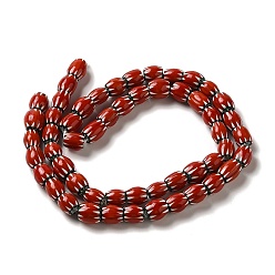 Red Handmade Nepalese Lampwork Beads, Rondelle, Red, 9~14x8~13mm, Hole: 2mm, about 53~61pcs/strand, 25~25.98''(63.5~66cm)