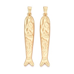 Матовый Золотой Цвет Стойки обшивки сплава большие кулоны, рыбы прелести, без кадмия и без свинца, матовый золотой цвет, 103x19x6 мм, отверстие : 11.5x5 мм