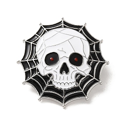 Skull Эмалированные булавки на Хэллоуин, булавки из сплава для лацканов одежды рюкзака, череп, 39x37.5 мм