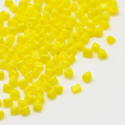 Yellow Opaque Glass Seed Beads, Triangle, Yellow, 1~3x2.5x2mm, Hole: 0.5mm, about 30000pcs/bag, 440~450g/bag