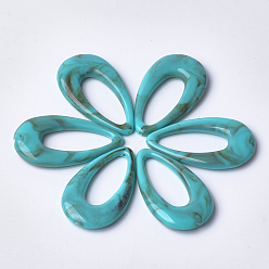 Dark Turquoise Acrylic Pendants, Imitation Gemstone Style, teardrop, Dark Turquoise, 44.5x25.5x6mm, Hole: 1.4mm, about 185pcs/500g