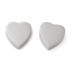 Нержавеющая Сталь Цвет Не тускнеет 304 бусины из нержавеющей стали, сердце, цвет нержавеющей стали, 8x8x3.2 мм, отверстие : 2 мм
