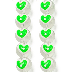 Лайм Прозрачное стекло с эмалевыми бусинами, бусины ручной работы, сердце, желто-зеленые, 11.5x14~15x12~12.5 мм, отверстие : 1.2~1.5 мм