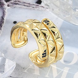 Настоящее золото 18K Открытые манжеты из латуни с микропаве и цирконием для женщин, реальный 18 k позолоченный, 13 мм