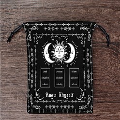 Солнце Бархатные набивные сумки для хранения, мешочек на шнурке для упаковки карт Таро, прямоугольные, солнце, 18x13 см