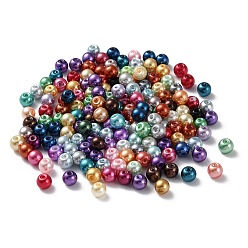 Mixed Color Baking Painted Pearlized Glass Pearl Round Bead Strands, Mixed Color, 6~7mm, Hole: 1mm, about 1618pcs/500g