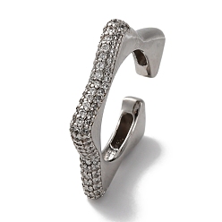 Прозрачный Кольца-манжеты для женщин с открытыми кольцами из латуни и кубическим цирконием в виде звезды, без свинца и без кадмия, долговечный, платина, прозрачные, 3.5 мм