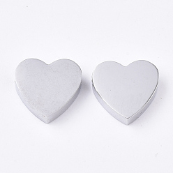 Нержавеющая Сталь Цвет Устойчивы к потускнению 304 бусины из нержавеющей стали, сердце, цвет нержавеющей стали, 11x12x3 мм, отверстие : 1.8 мм