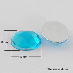Голубой Акриловый кабошоны со стразами, плоская задняя и задняя, граненые, овальные, голубой, 10x8x4 мм , около 2000 шт / мешок