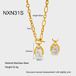 Doré & D'argent 304 Colliers pour femmes en acier inoxydable, double face, rectangulaires, avec pendentif lune et soleil., or et argent, 19.69 pouce (50 cm)