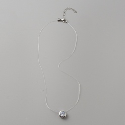 Плоский Круглый Колье из сплава со стеклянной подвеской, платина, плоско-круглые, 16.93 дюйм (43 см), круглый : 11x6 мм