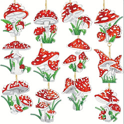 Гриб Акриловый подвесной брелок, крестик своими руками из ромба, гриб, 7x7 см