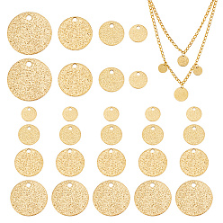 Золотой 40 шт. 4 ионное покрытие (ip) 304 подвески из нержавеющей стали, , плоский круглый с ухабистой, золотые, 8~15x0.8~1 мм, отверстие : 1.2~1.5 мм, 10 шт / стиль