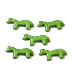 Зеленый Синтетические бирюзовые бусины, лошадь, окрашенные, зелёные, 12.5~13x28.5~29x4~4.5 мм, отверстие : 1.2 мм