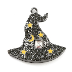 Hat Сплав с горный хрусталь стекло кулоны, Хэллоуин тема, шляпа, 38.5x39.5x6.5 мм, отверстие : 2 мм