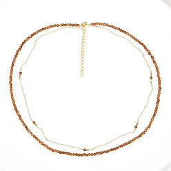 Гранат Ограненные ожерелья из натурального граната, слоистые ожерелья, с латунной фурнитурой , 16.5 дюйм (42 см)