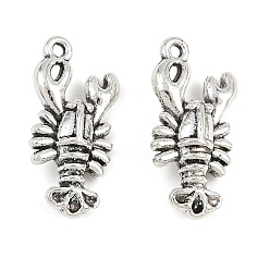 Античное Серебро Сплавочные подвески тибетского стиля, омар, античное серебро, 22x10x6 мм, отверстие : 1.2 мм
