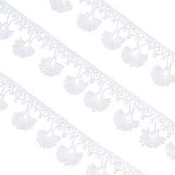 White Polycotton Lace Ribbon, Tasssel Lace Trimming, for Curtain Accessories, White, 1-5/8 inch(40mm), about 10.00 Yards(9.14m)/pc