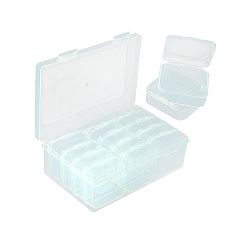 Аквамарин 1Наборы прямоугольных пластиковых органайзеров для рукоделия из ПК, 12 решетки для контейнеров для бисера, аквамарин, 17x11x6 см, маленькая коробка: 5.5x5.5x2 см