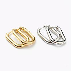 (52) Непрозрачная лаванда Латунные английском замке Серьги-кольца, долговечный, прямоугольные, разноцветные, 24x18x3.5 мм, штифты : 1 мм