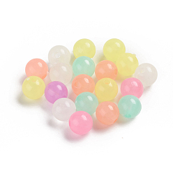 Colorful Luminous Acrylic Beads, Glow in the Dark, Round, Colorful, 9.5mm, Hole: 2.5mm, about 1020pcs/500g