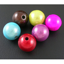 Gemischte Farbe Sprühen gemalte Acrylperlen-Spitzlackiert, Wunder Perlen, Perle in Perlen, Runde, Gemischte Farbe, 30 mm, Bohrung: 2.5 mm, ca. 35 Stk. / 500 g