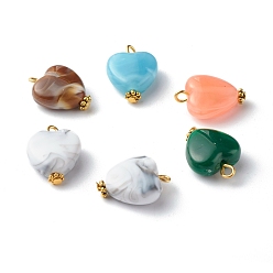 (52) Непрозрачная лаванда Акриловые подвески, с железом найти, тибетский стиль сплава ромашка разделительные бусины, Стиль имитация драгоценных камней, сердце, разноцветные, 19.5x14x7 мм, отверстие : 2 мм