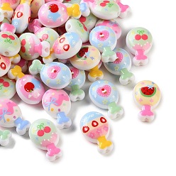 Mixed Color Printed Opaque Acrylic Beads, Fish, Mixed Color, 26x16x10mm, Hole: 2.5mm