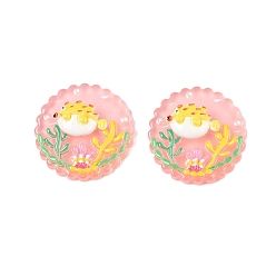 Fish Плоские круглые кабошоны из смолы на тему океана, рыба, 33.5~34.5x9~11.5 мм