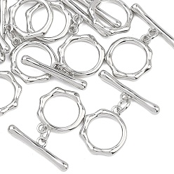Платинированный Латуни Переключить застежками, без кадмия, без никеля и без свинца, Кольцевая форма, Реальная платина, Кольцо: 16x13x2.5 mm, бар: 5x19.5x3 mm, отверстие : 1.6 мм