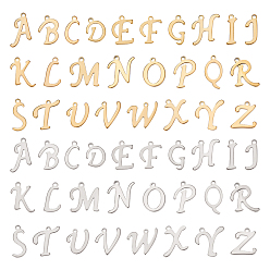 (52) Непрозрачная лаванда 304 прелести нержавеющей стали, алфавита A ~ Z, лазерная резка, разноцветные, 10~14.5x4~14x1 мм, отверстие : 1 мм, 52 шт / коробка