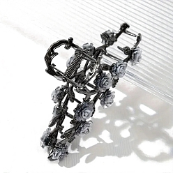 Черный Цвет Металла Заколки для волос с когтями из смолы, аксессуары для волос из сплава для женщин и девочек, цветок, металлический черный , 140 мм