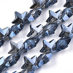 (966) Внутренний цвет Кристалл / Лиловато-лиловый на подкладке Стеклянные бусины с гальваническим покрытием , звезда, с покрытием цвета радуги, 9.5x10x5.5 мм, отверстие : 0.9 мм, около 103 шт / нитка, 25.20 дюйм (64 см)